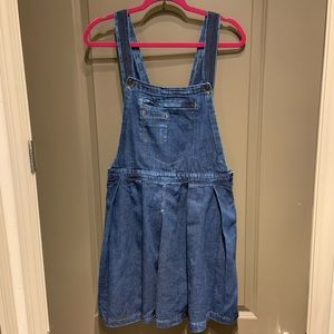 ASOS Denim Pinafore Pleated Dress